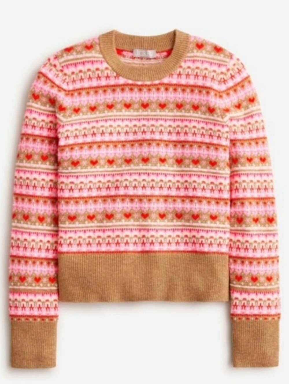 J.Crew Shrunken Heart Fair Isle Crewneck Wool Sweater Knit Womens Small NWOT